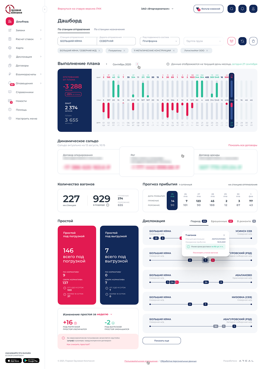 UX/UI разбор личных кабинетов транспортных компаний. ЛКК ПГК